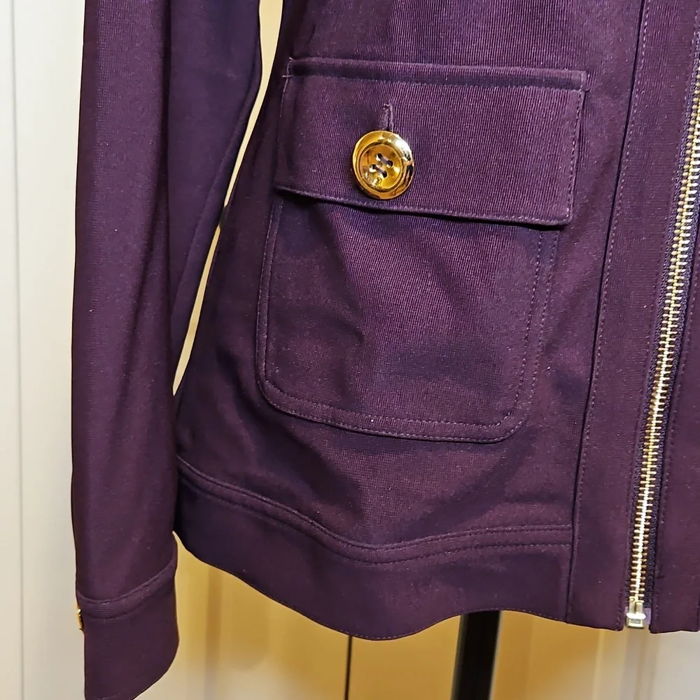 BOSTON PROPER Purple amd Gold Utility Jacket with Modern Silhouette XS Zipup - Picture 3 of 11